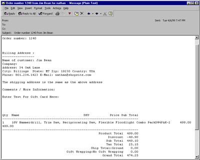 Merchant Notification of Orders